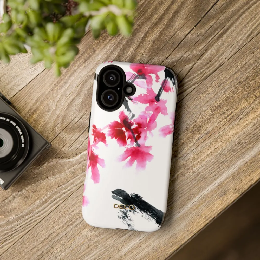 Watercolor Cherry Blossom Floral Tough Phone Case