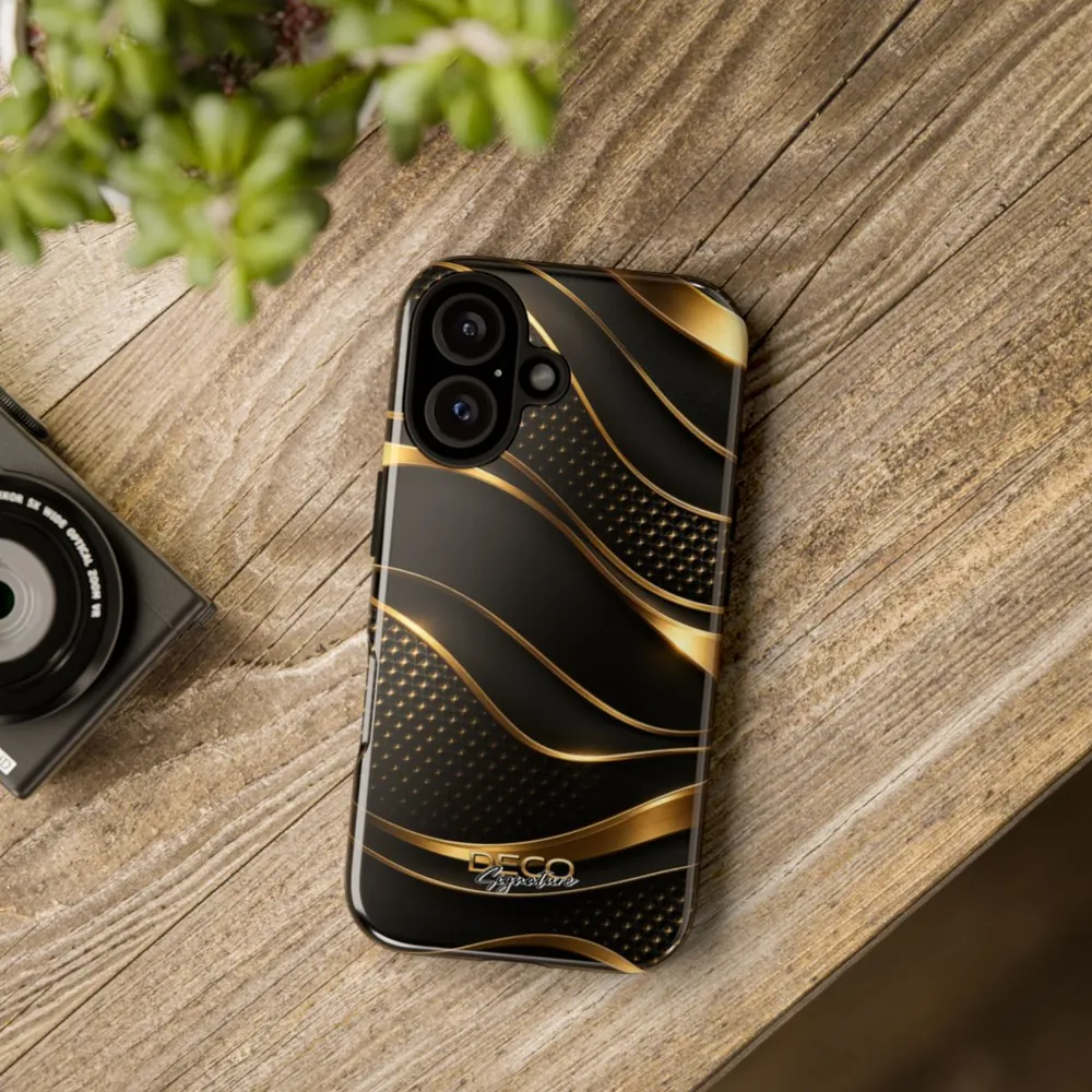 Luxury Textured Black & Gold DECO Signature Tough Phone Case