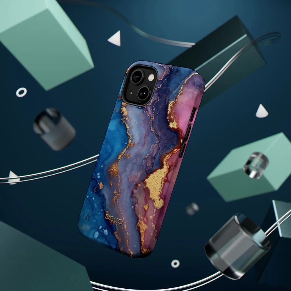 Purples & Gold Watercolor Marble MagSafe Impact-Resistant Phone Case