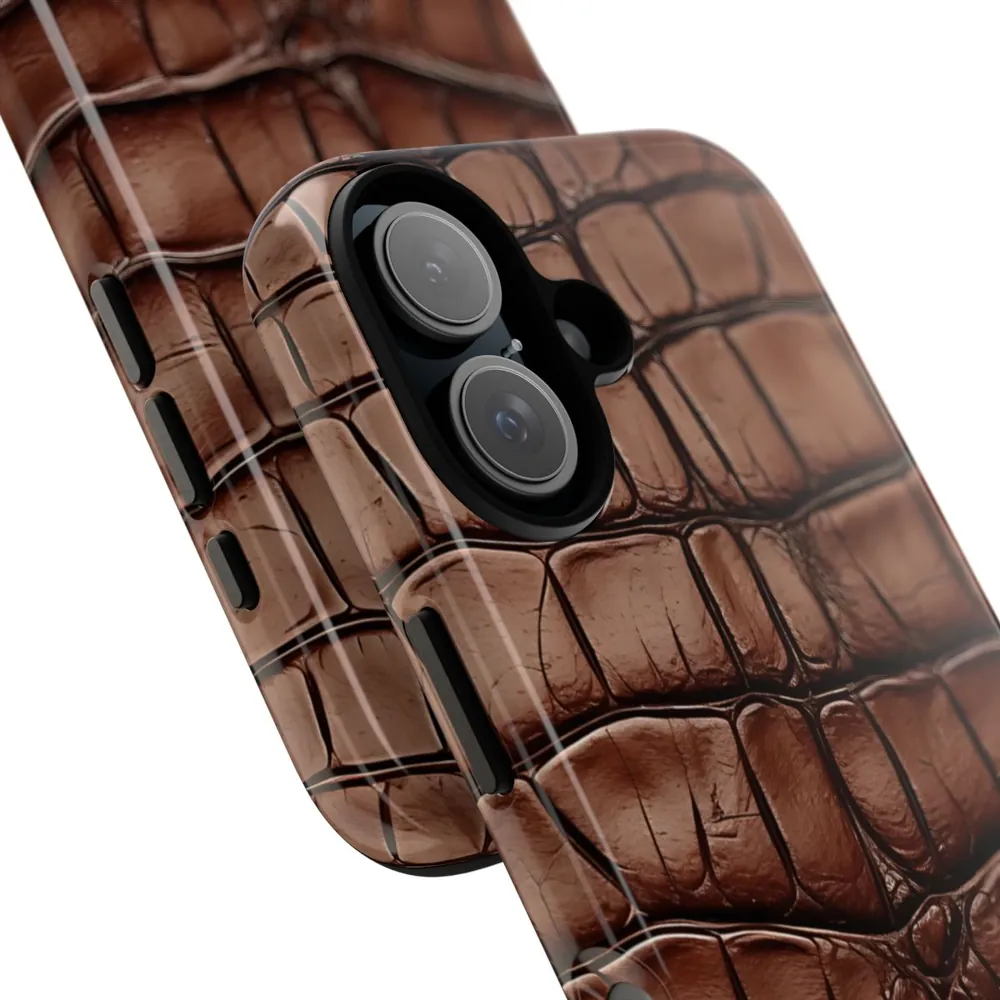 Brown Alligator Skin Tough Phone Case