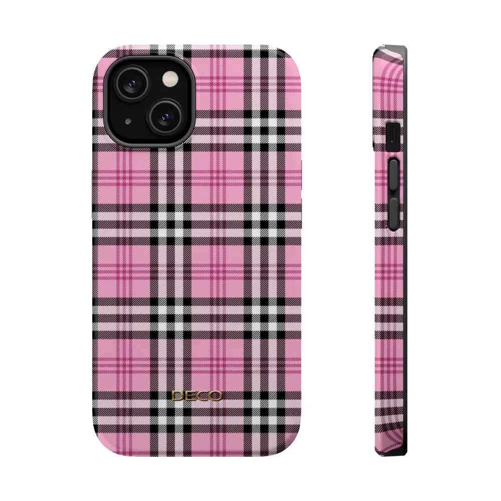 Pink Plaid MagSafe Impact-Resistant Phone Case