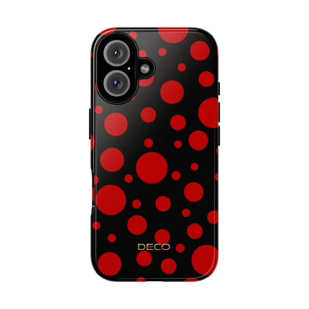 Black & Red Polka Dots Tough Phone Case