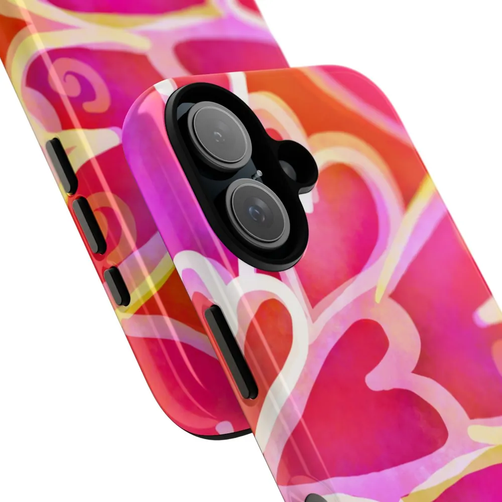 Painted Hearts Watercolor Tough Phone Case
