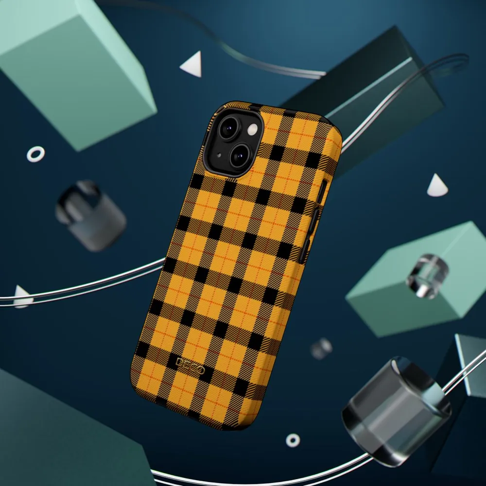Yellow Gingham Tartan Plaid MagSafe Impact-Resistant Phone Case