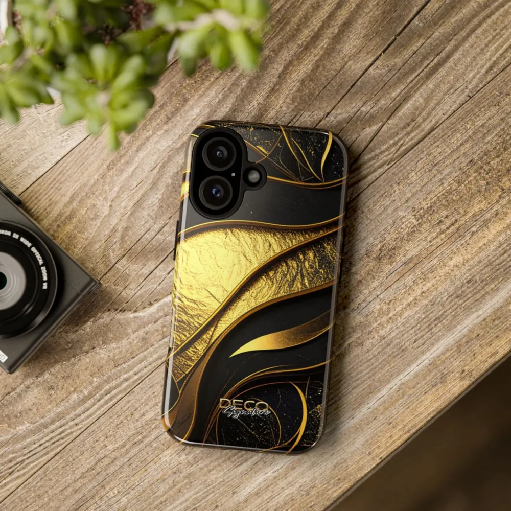 Luxury Black & Gold Texture DECO Signature Tough Phone Case