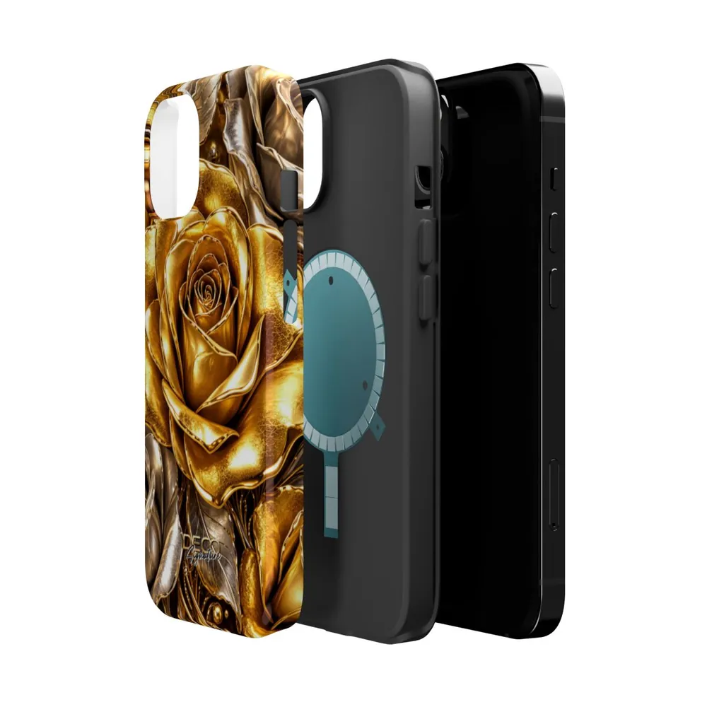 Luxury Gold Roses DECO Signature MagSafe Impact-Resistant Phone Case