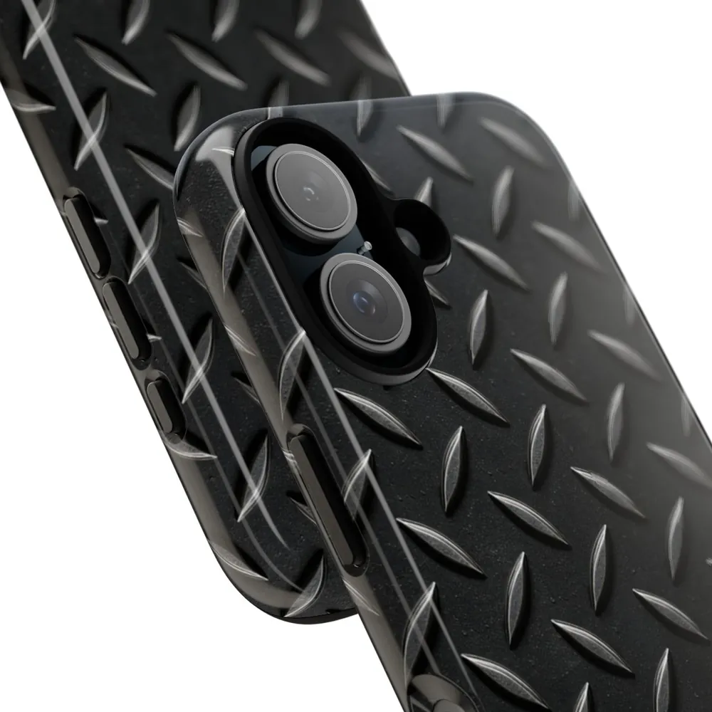 Industrial Metal Black Diamond Plate Tough Phone Case