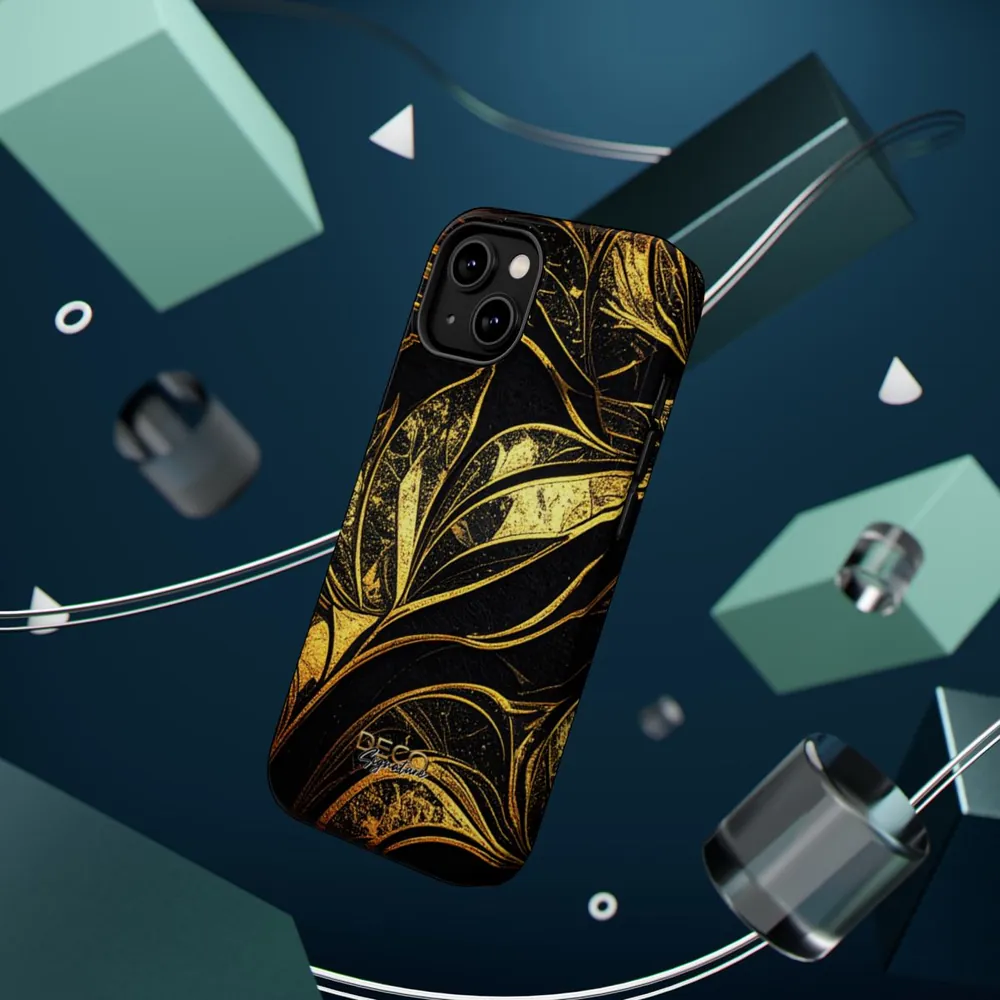 Luxury Black & Gold Leaf DECO Signature MagSafe Impact-Resistant Phone Case