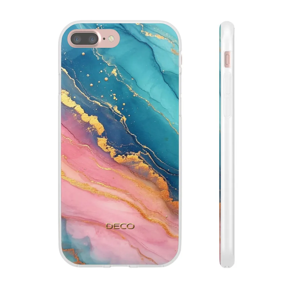 Pastel Gold Pinks & Blues Watercolor Marble Phone Case