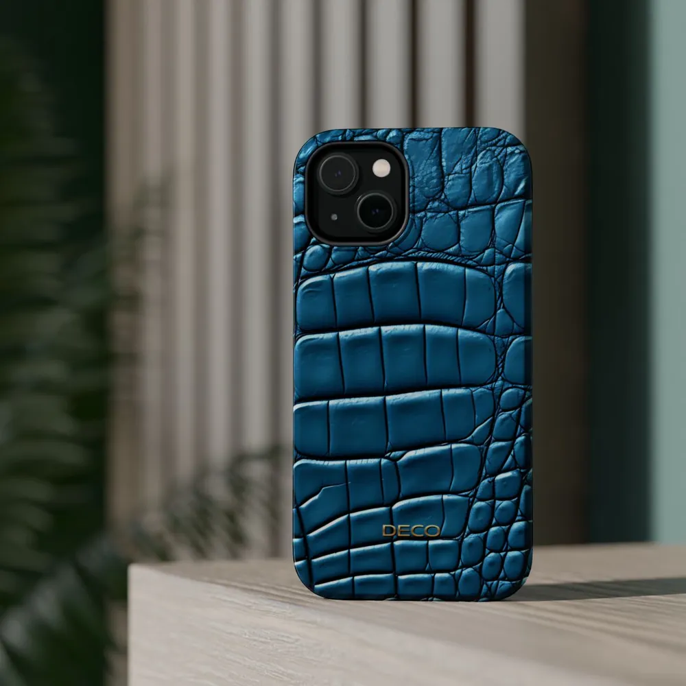Aqua Alligator Skin MagSafe Impact-Resistant Phone Case