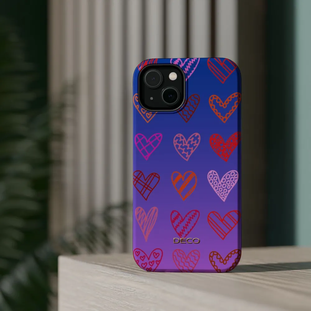 Rainbow Marker Hearts MagSafe Impact-Resistant Phone Case