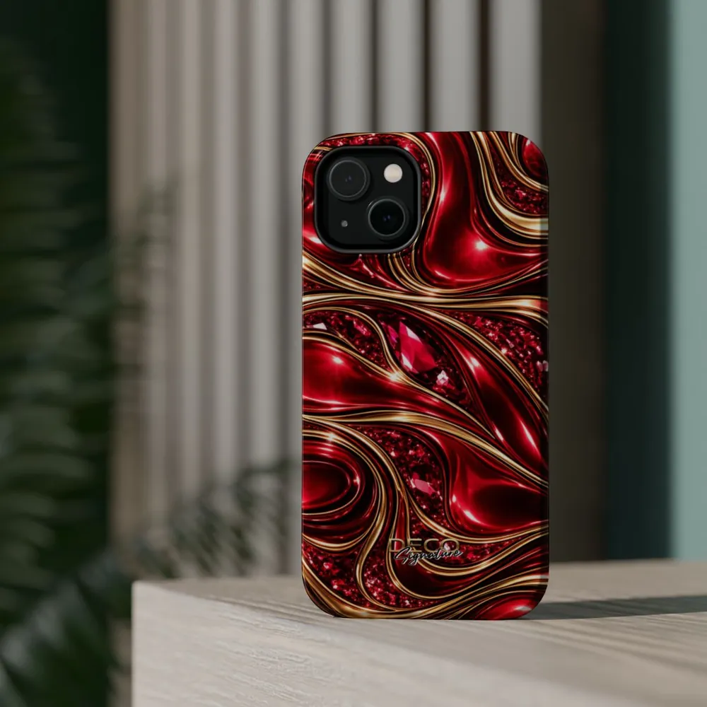 Luxury Liquid Gold & Ruby Reds DECO Signature MagSafe Impact-Resistant Phone Case