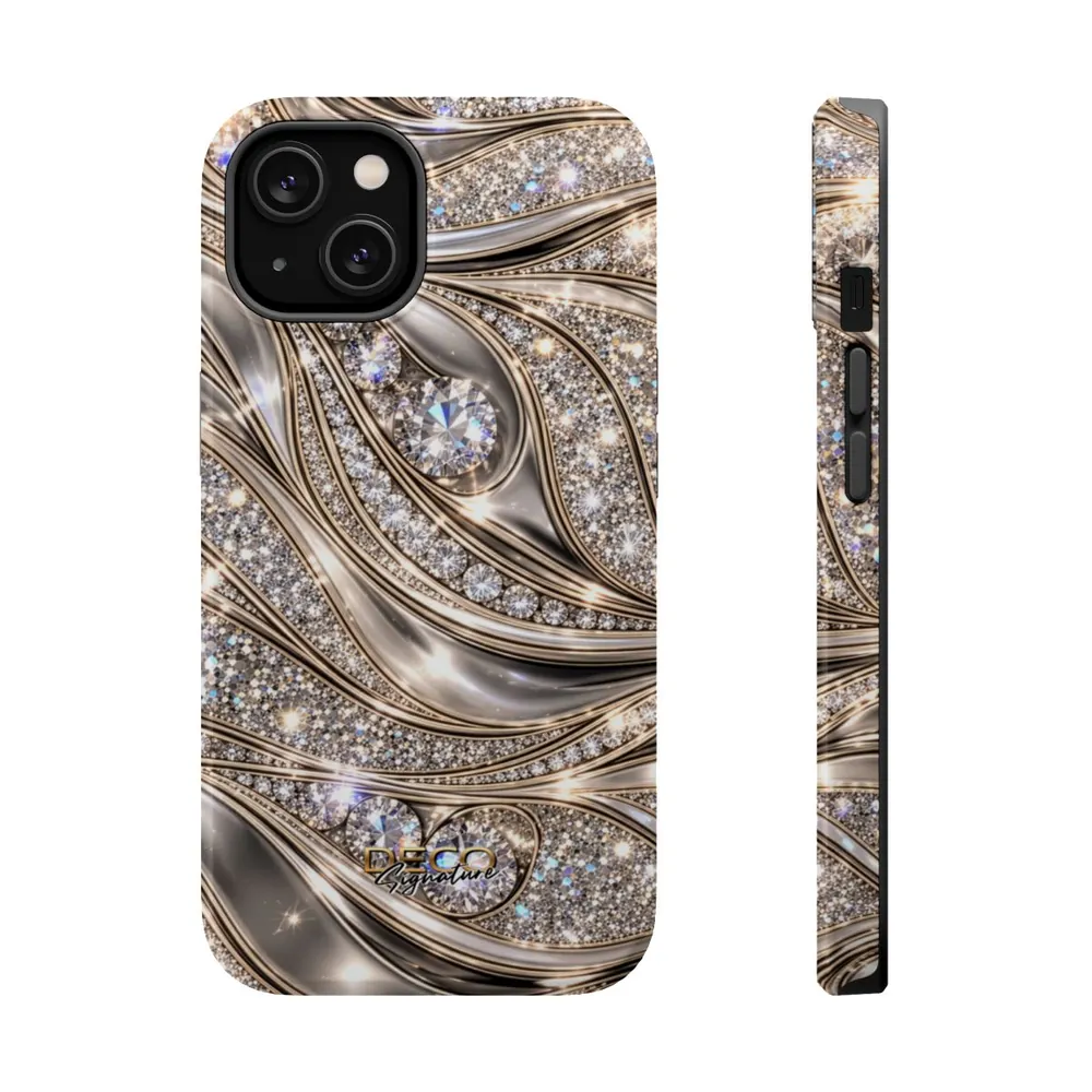 Luxury Sparkling Diamonds & Platinum DECO Signature MagSafe Impact-Resistant Phone Case