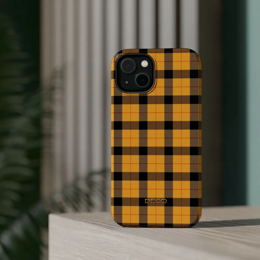 Yellow Gingham Tartan Plaid MagSafe Impact-Resistant Phone Case