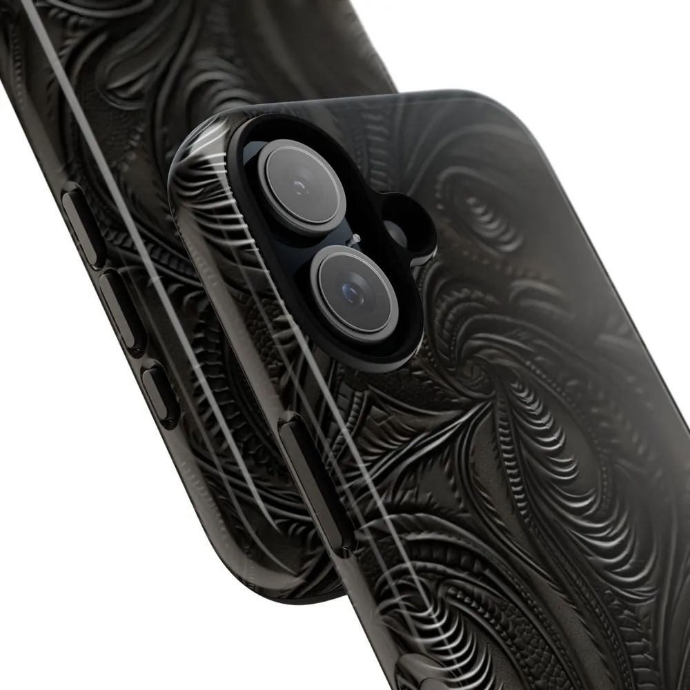 Black Tooled Western Leather Tough Phone Case
