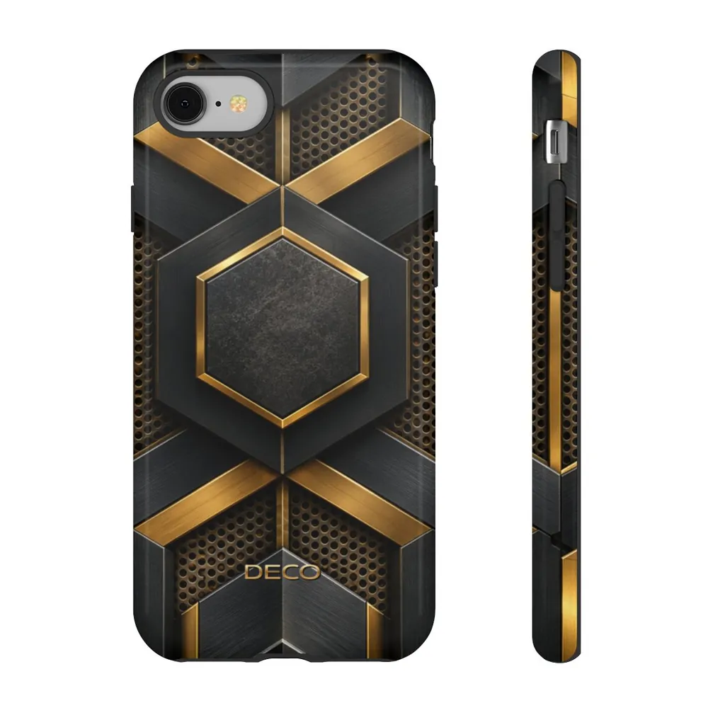 Industrial Brushed Black Metal & Brass Tough Phone Case