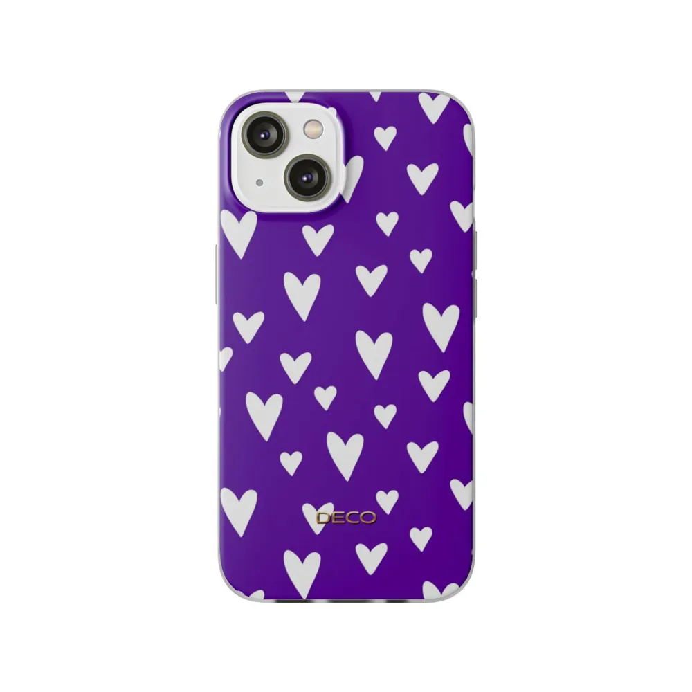 Purple & White Polka Hearts Phone Case