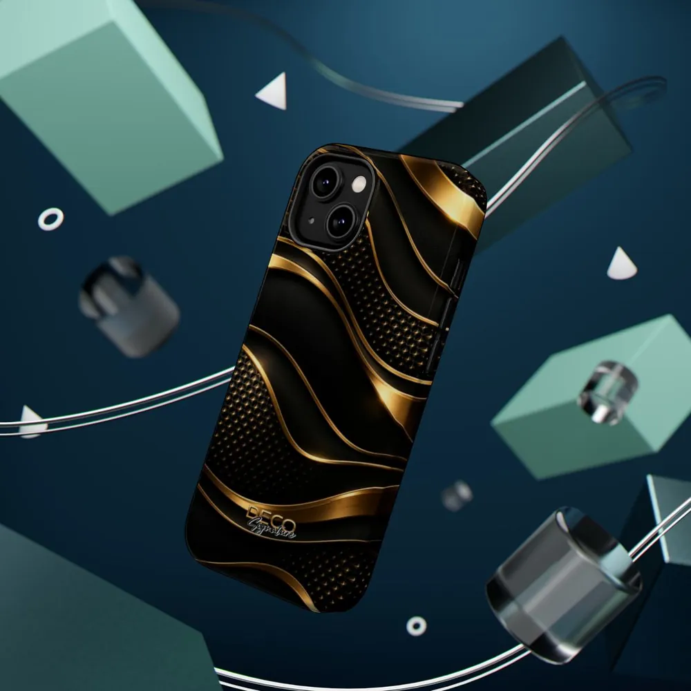 Luxury Textured Black & Gold DECO Signature MagSafe Impact-Resistant Phone Case