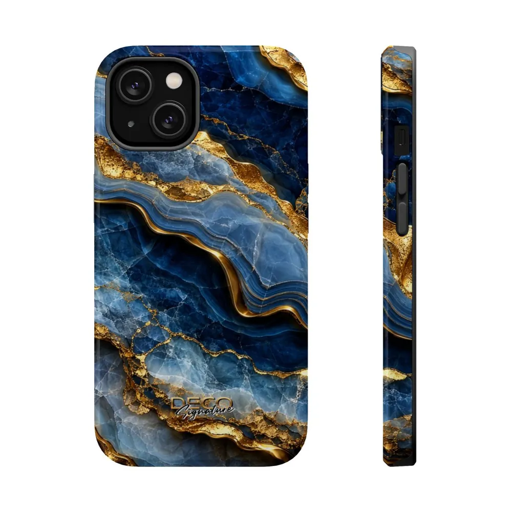 Luxury Textured Blue Onyx DECO Signature MagSafe Impact-Resistant Phone Case
