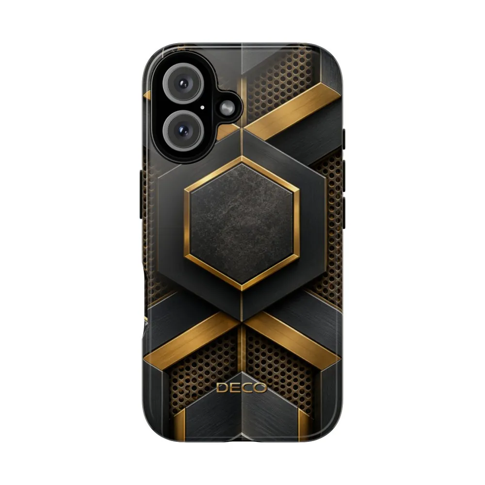 Industrial Brushed Black Metal & Brass Tough Phone Case