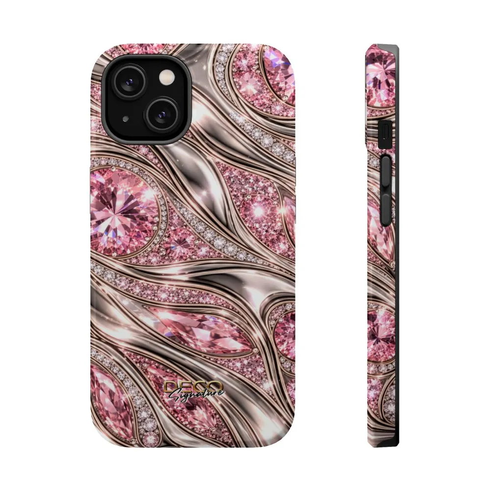 Luxury Gold & Pink Diamonds DECO Signature MagSafe Impact-Resistant Phone Case