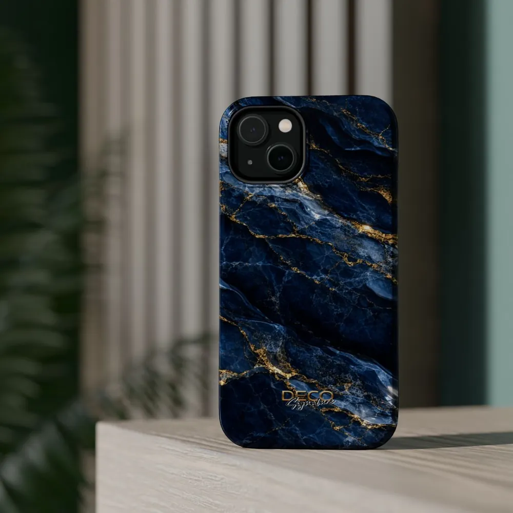Luxury Sapphire Marble DECO Signature MagSafe Impact-Resistant Phone Case