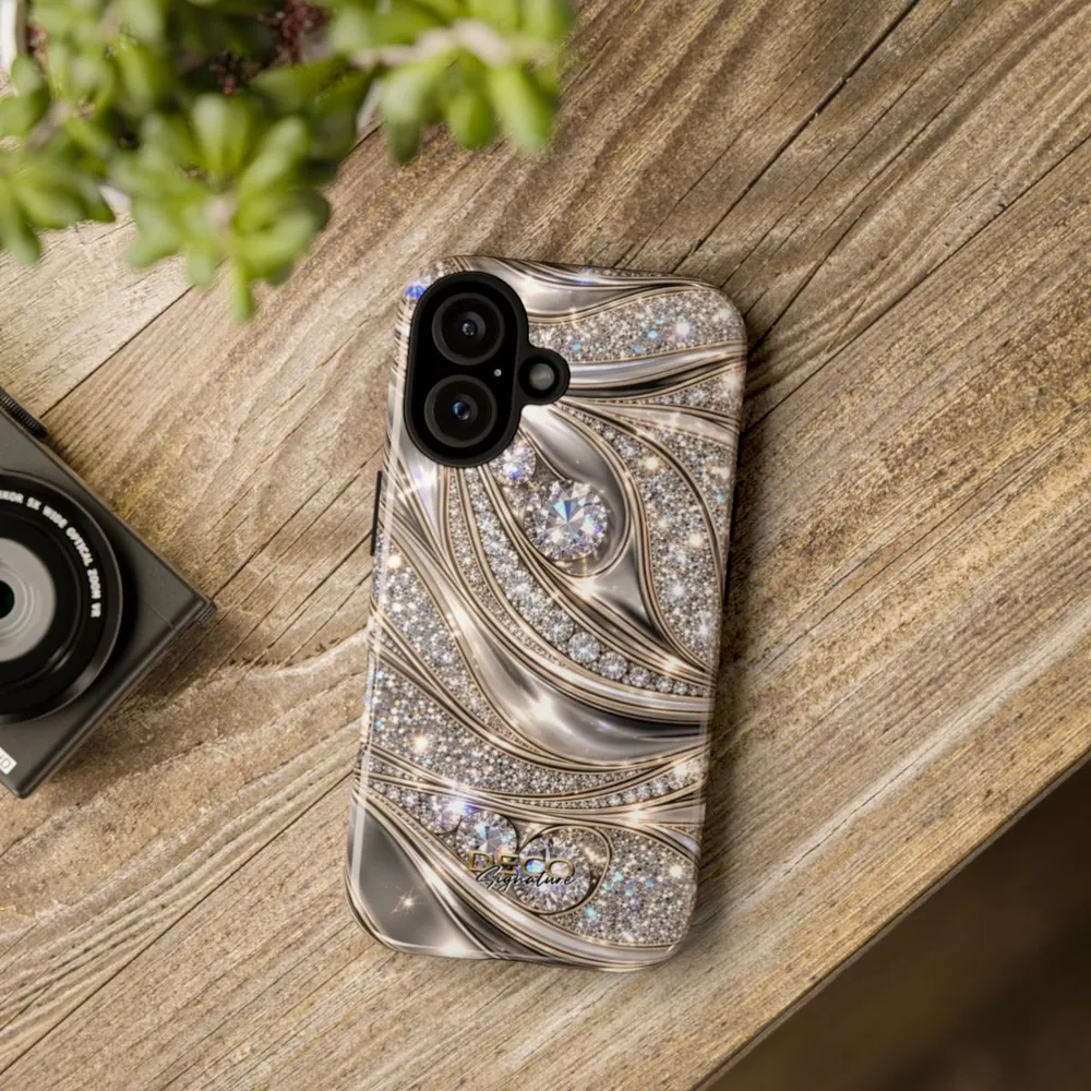 Luxury Sparkling Diamonds & Platinum DECO Signature Tough Phone Case