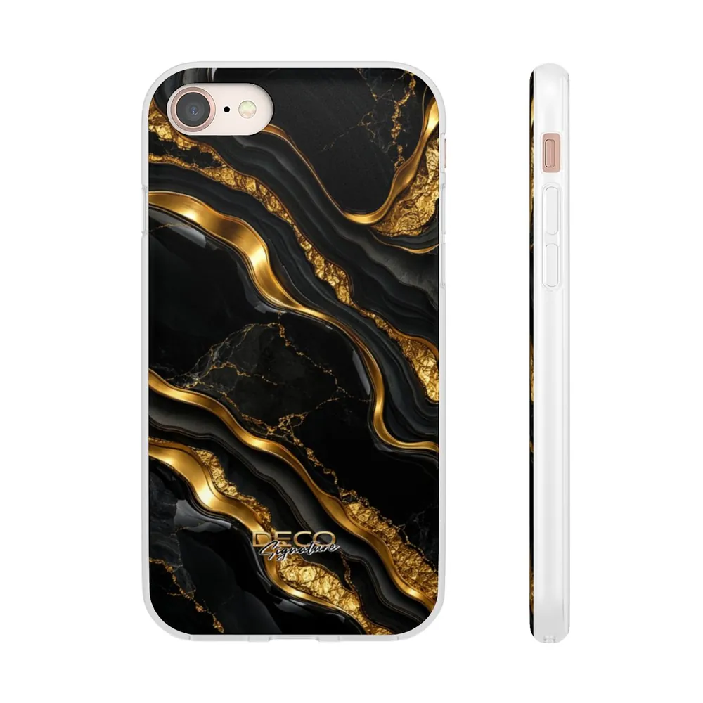Luxury Textured Black Onyx & Gold DECO Signature Phone Case