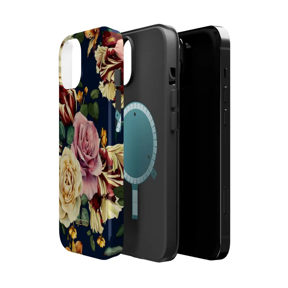Painted Vintage Rose Floral MagSafe Impact-Resistant Phone Case