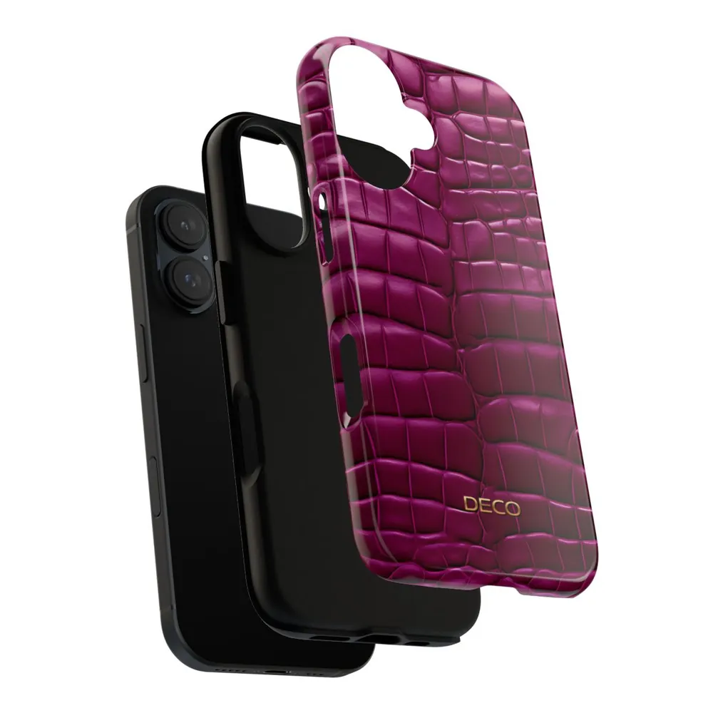 Deep Magenta Alligator Skin Tough Phone Case