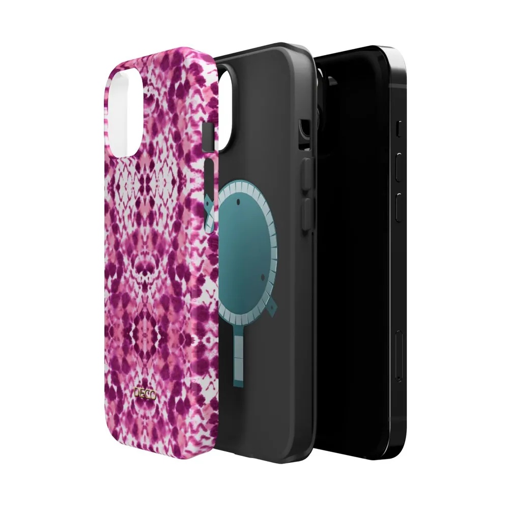 Pink Watercolor Snake Skin MagSafe Impact-Resistant Phone Case