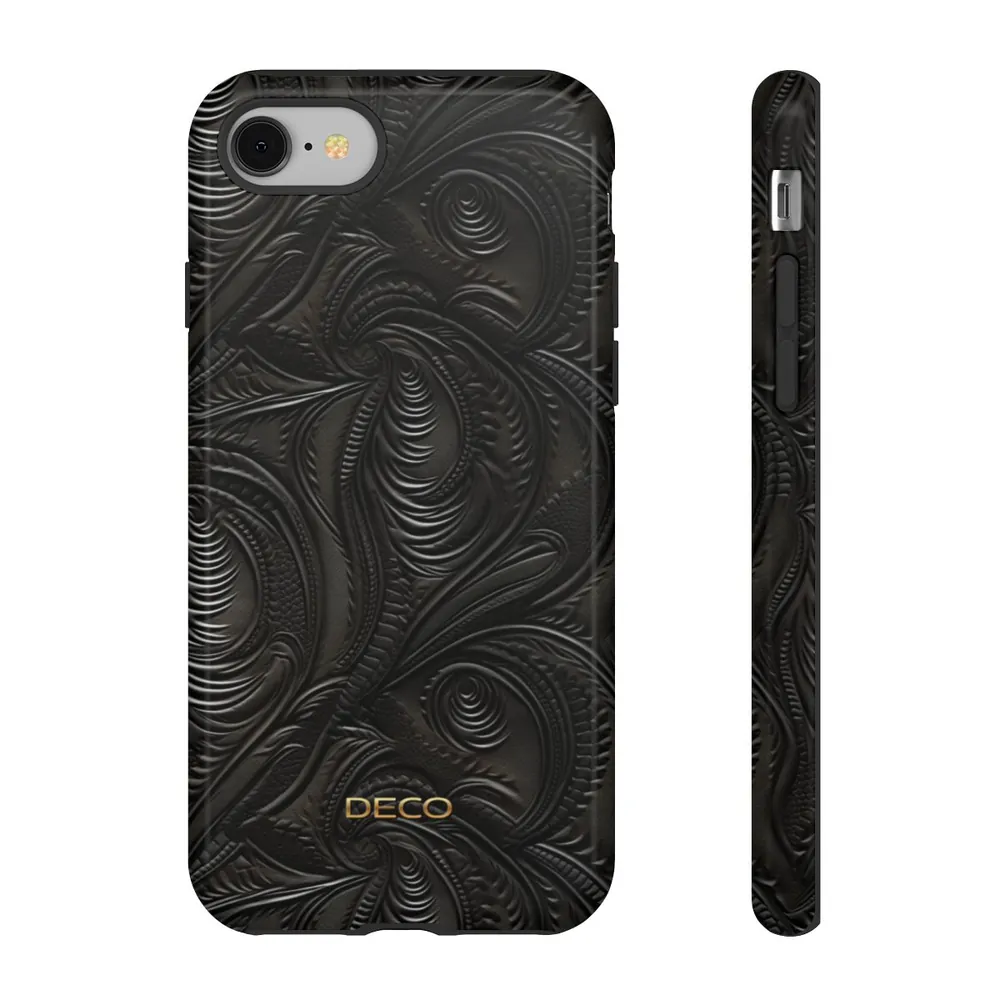 Black Tooled Western Leather Tough Phone Case