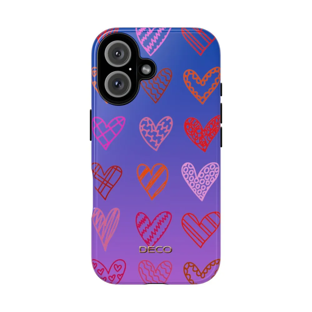 Rainbow Marker Hearts Tough Phone Case
