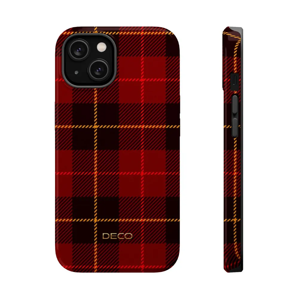 Classic Red Tartan Plaid MagSafe Impact-Resistant Phone Case