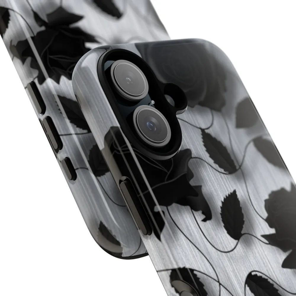 Black Rose Floral Tough Phone Case