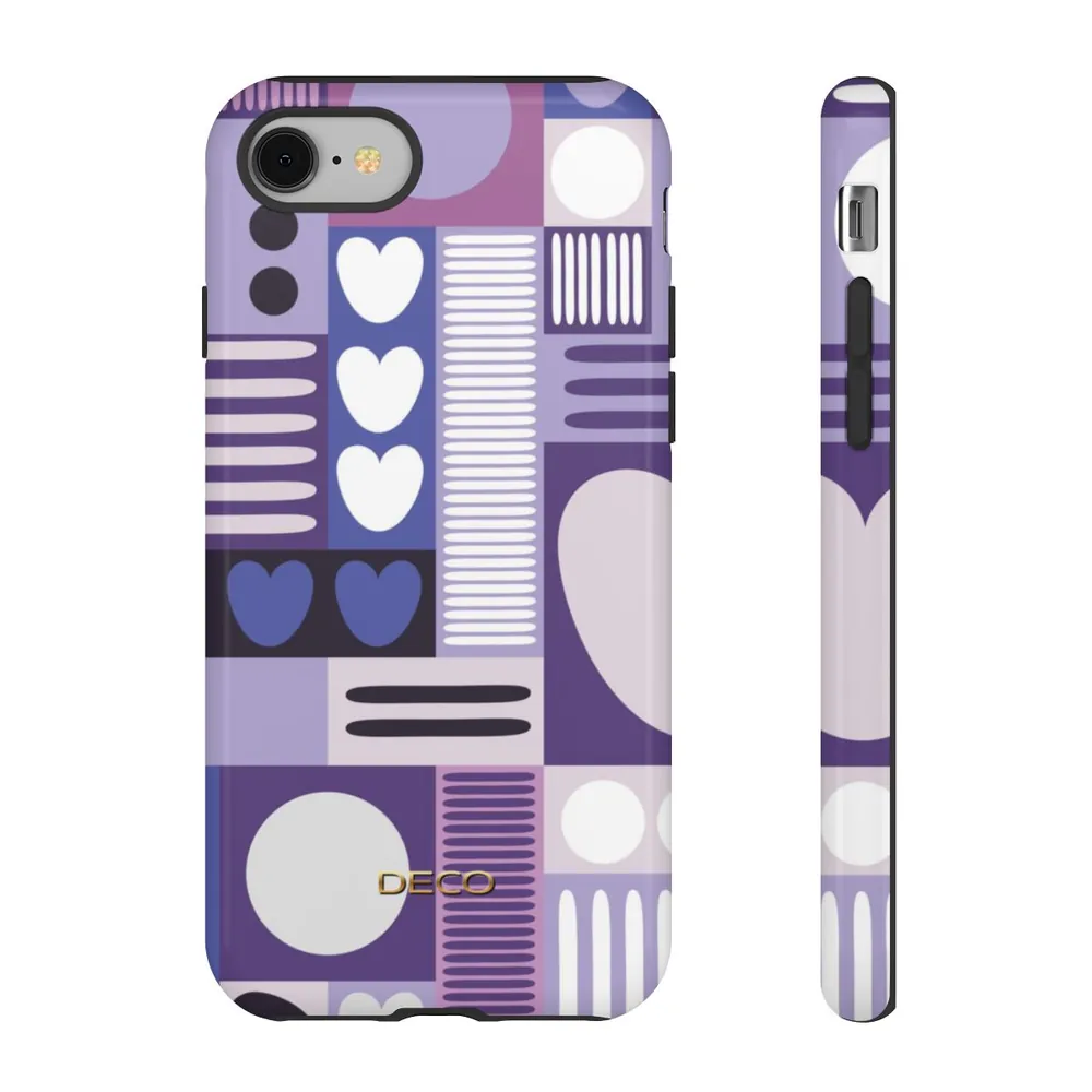 Deep Purple Graphic Hearts Tough Phone Case