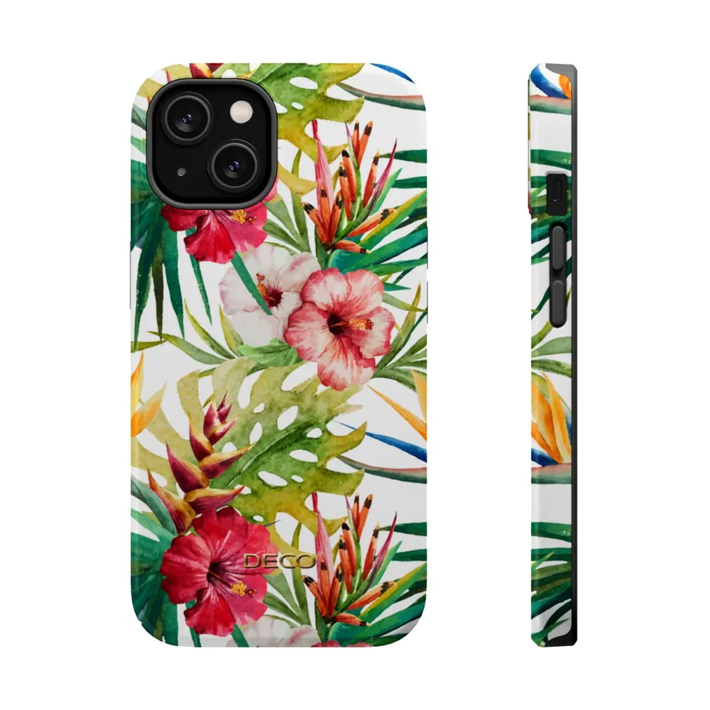 Watercolor Tropical Hibiscus Floral MagSafe Impact-Resistant Phone Case