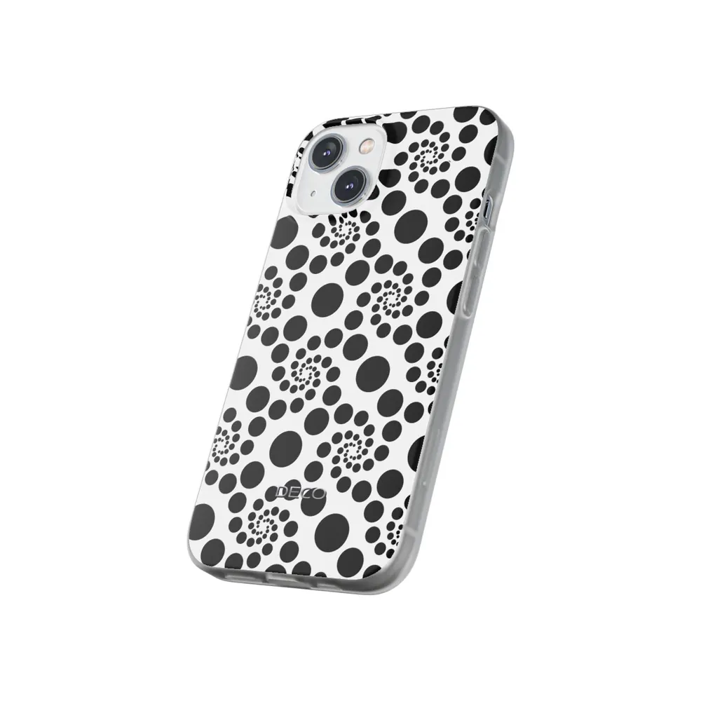 White & Black Twirly Polka Dots Phone Case