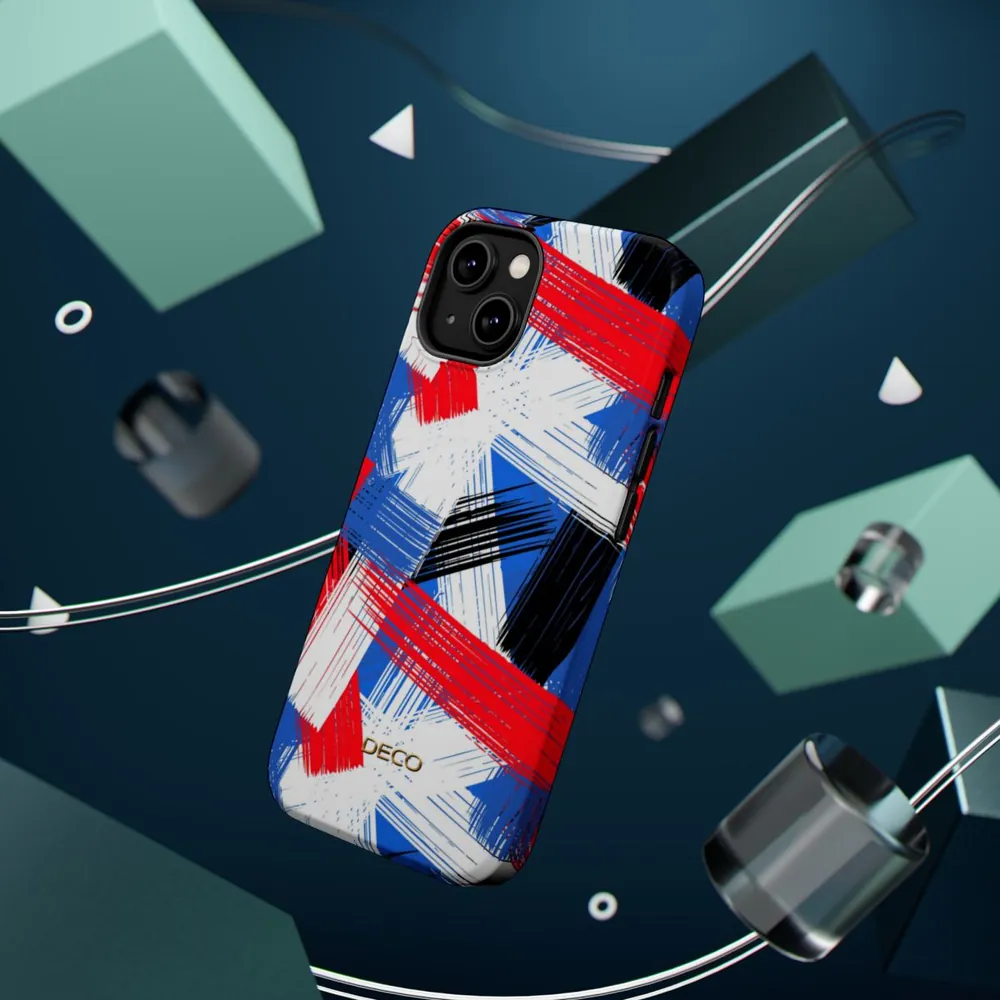 Brushstrokes Geometric Art MagSafe Impact-Resistant Phone Case