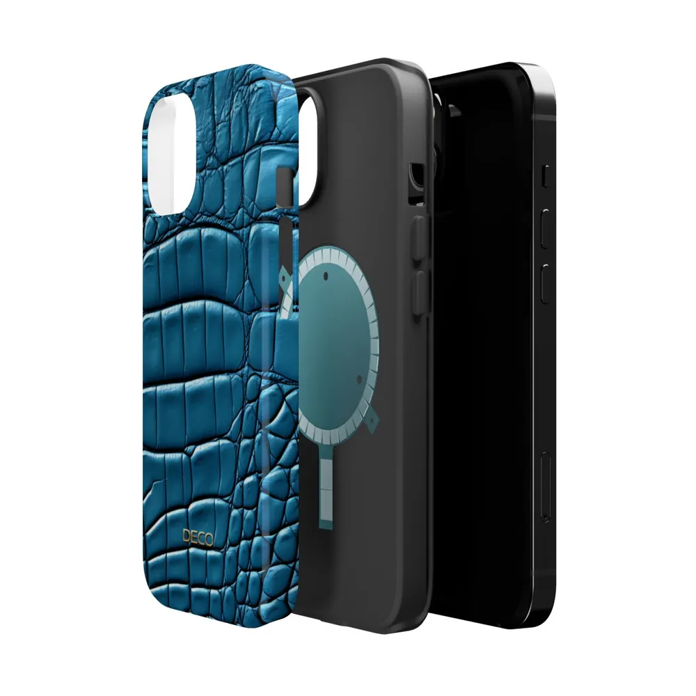 Aqua Alligator Skin MagSafe Impact-Resistant Phone Case