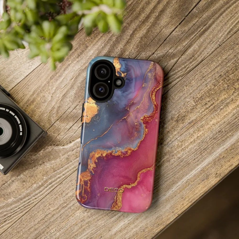 Pinks & Gold Watercolor Marble Tough Phone Case