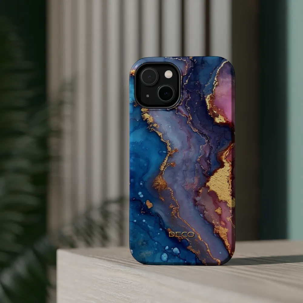 Purples & Gold Watercolor Marble MagSafe Impact-Resistant Phone Case