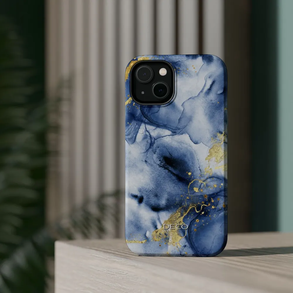 Blue & Gold Marble MagSafe Impact-Resistant Phone Case