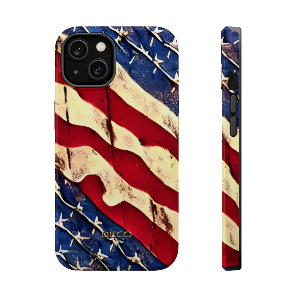 Rustic America Vintage Flag MagSafe Impact-Resistant Phone Case
