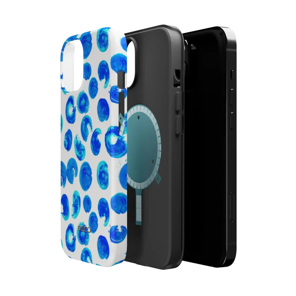 Blue Dots Watercolor MagSafe Impact-Resistant Phone Case