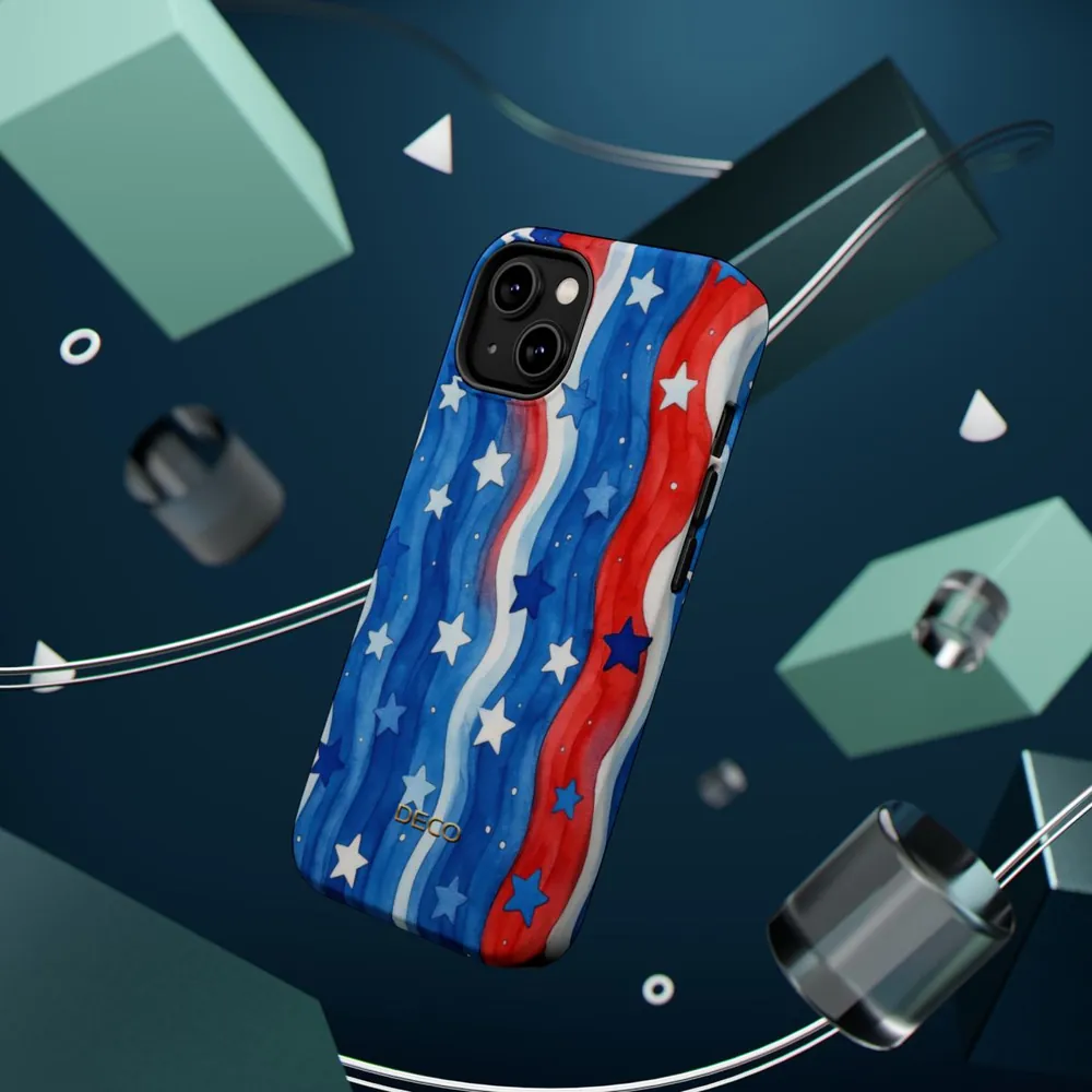 Stars & Stripes Watercolor America MagSafe Impact-Resistant Phone Case
