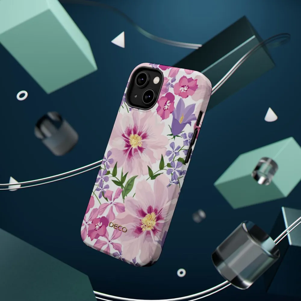 Pastel Pink Peonies Floral MagSafe Impact-Resistant Phone Case