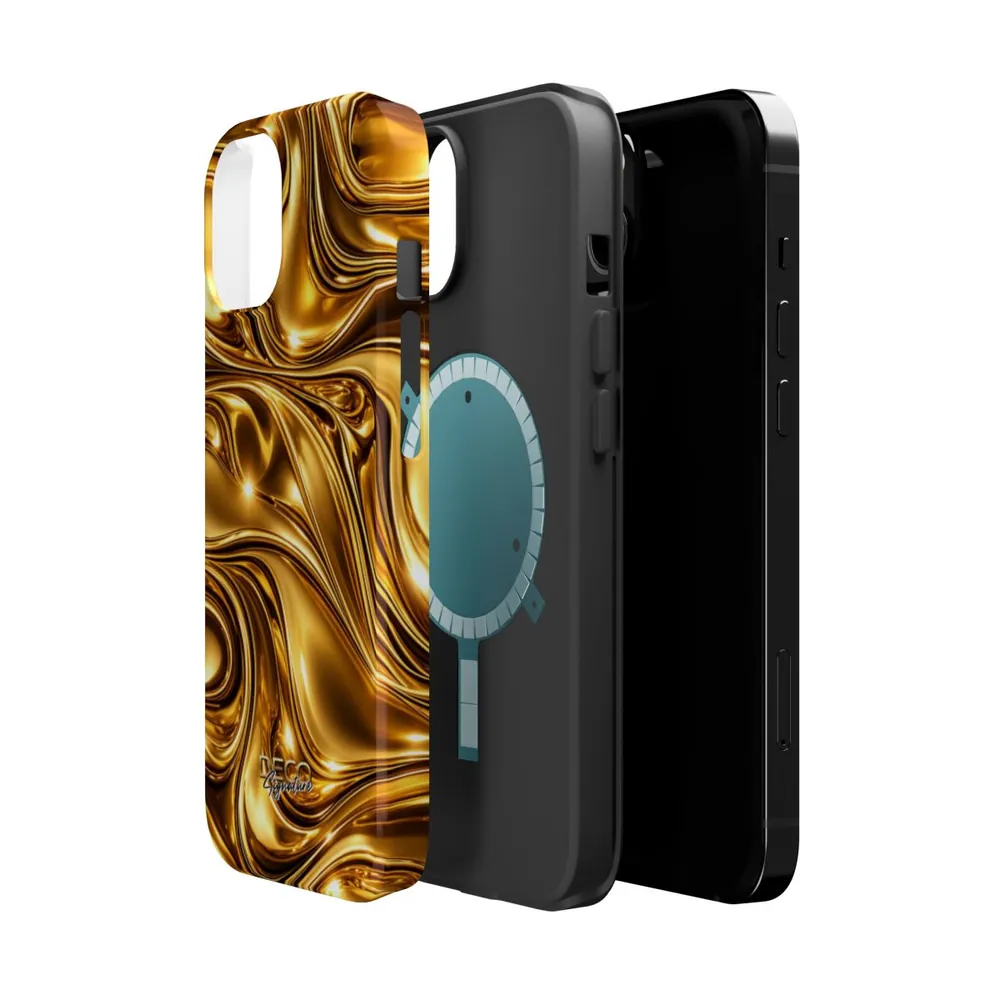 Luxury Liquid Gold DECO Signature MagSafe Impact-Resistant Phone Case