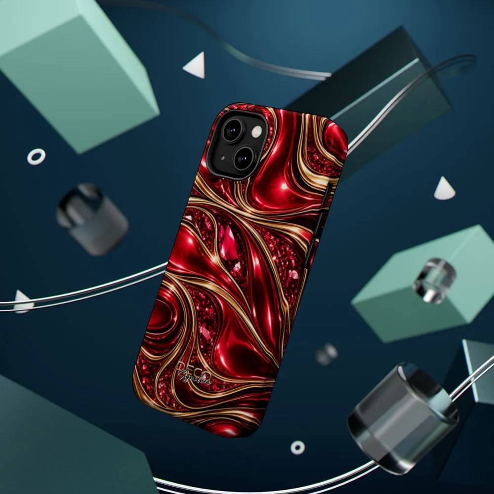 Luxury Liquid Gold & Ruby Reds DECO Signature MagSafe Impact-Resistant Phone Case