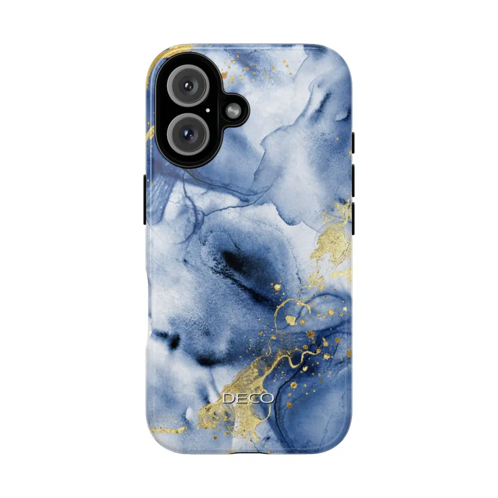 Blue & Gold Marble Tough Phone Case